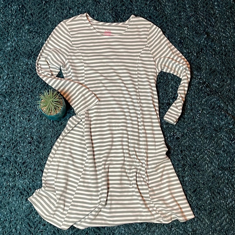 Grey and white striped dress